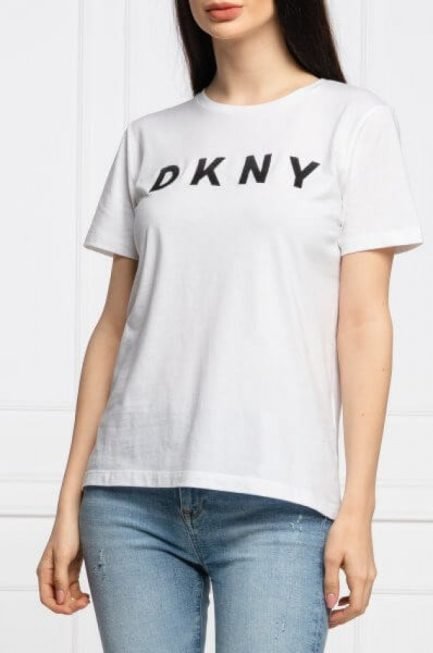 تي شيرت دكني ابيض بشعار اسود Dkny